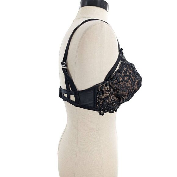 Dita Von Teese Women's Black Lace Velvet Straps Bra Size 34H - Picture 3 of 15